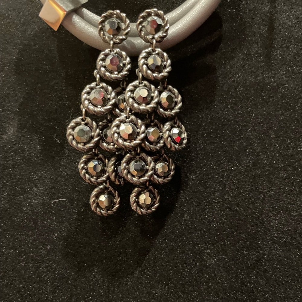 Black Beaded Dangling Earrings